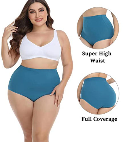 wirarpa Women's Underwear Cotton Super High Waisted Briefs Stretch Full Coverage Panties 4 Pack - color: Multicolora5, size: Large