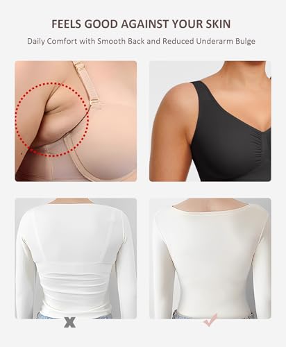 FeelinGirl Seamless Everyday Bras for Women No Underwire with Wide Straps - color: Black, size: Small