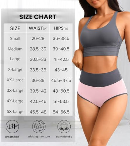 Eiggam Tummy Control Underwear Soft High Waisted underwear Full Coverage Briefs Breathable Postpartum Cotton Womens Panties - color: Multicoloured F-5 Pack, size: 3X-Large