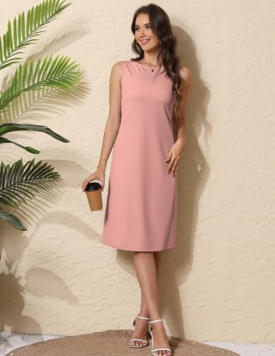 Women Business Sheath Midi Dress - color: Pink, size: Large