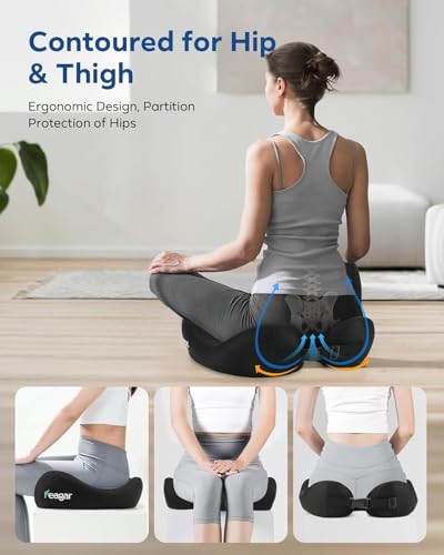 Feagar Seat Cushion for Office Chair - Memory Foam Tailbone Cushion - color: Gift Black