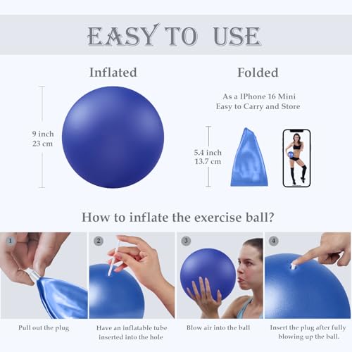 Soft Pilates Yoga Ball, Small Exercise Ball, Mini Rubber Workout Equipment - color: Blue&Pink