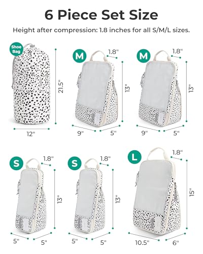 BAGSMART Compression Packing Cubes for Travel Essentials - color: Seaside Dots, size: Set of 6