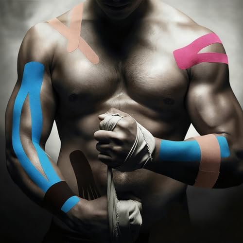 5 Rolls Kinesiology Tape, 1.5in x 16.4ft Adhesive Sports Tape,Waterproof - color: Black