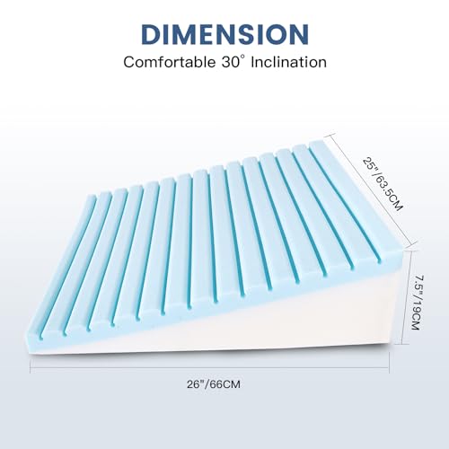 Bed Wedge Pillow for Sleeping, and Resting, Gel Memory Foam Pillow for Back, Knee Pain Relief After Surgery, 7.5 Inch Triangle Elevation Cushion for Acid Reflux,Gerd,Anti Snoring