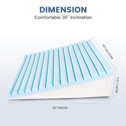 Bed Wedge Pillow for Sleeping, and Resting, Gel Memory Foam Pillow for Back, Knee Pain Relief After Surgery, 7.5 Inch Triangle Elevation Cushion for Acid Reflux,Gerd,Anti Snoring