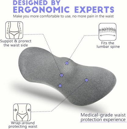 kasney Lumbar Support Pillow for Office Chair, Dark Gray - color: Dark Gray