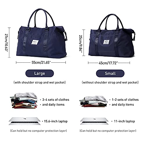 Travel Duffel Bag, Carry On Overnight Weekender Bags for Women - color: A1-Navy Blue, size: Large