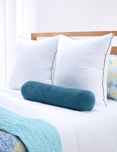 Long Cylinder Pillow Corduroy Lumbar Pillow Neck Roll Throw Pillow - color: Blue, size: Medium