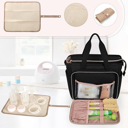 LUXJA Breast Pump Bag Compatible with Spectra S1 and S2, Black - color: Black