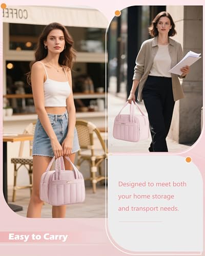 Marscamd Quilted Wearable Breast Pump Bag with Cooler Compartment - color: Pink