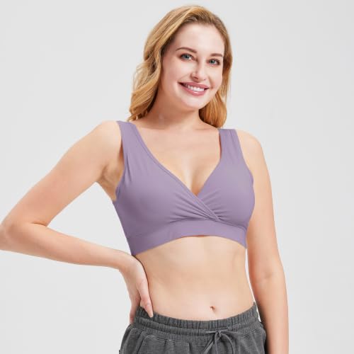 netdraw Women's Bamboo Viscose Nursing Sleep Bra - color: Lavender, size: Small