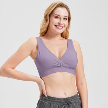netdraw Women's Bamboo Viscose Nursing Sleep Bra - color: Lavender, size: Small