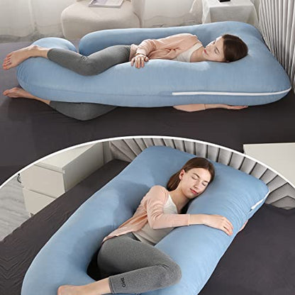 Elover U Shaped Pregnancy Pillow,Full Body Maternity Support - color: Cooling -Haze Blue