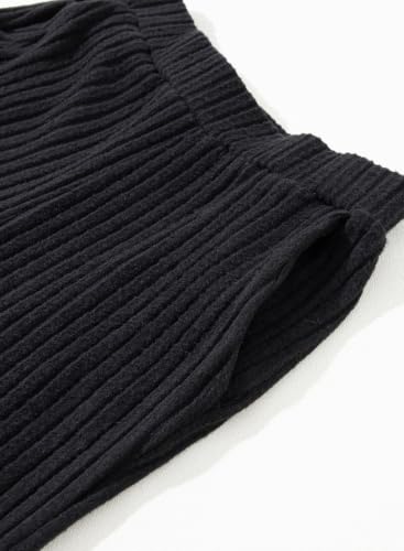 SHEWIN Women's Pajama Sets Ribbed Knit 2 Piece Lounge Sets - color: B Black, size: X-Large