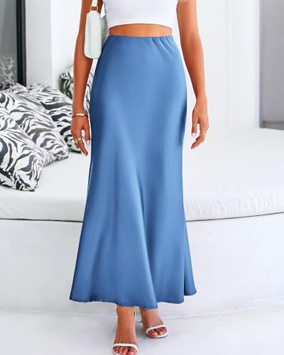BTFBM Maxi Skirts for Women Business Casual - color: Blue, size: Medium