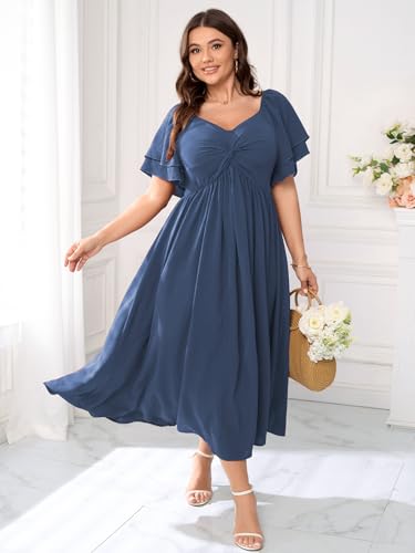 SCOMCHIC Women's Plus Size Cocktail Dress - color: Dusty Blue, size: 4X-Large Plus