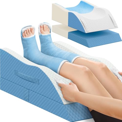 TranquilRelax Leg Elevation Pillows for After Surgery, Light Blue - color: Light Blue, size: Double Leg