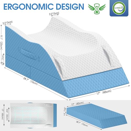 TranquilRelax Leg Elevation Pillows for After Surgery, Light Blue - color: Light Blue, size: Double Leg