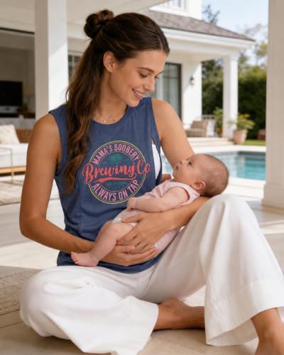 Nursing Tank Tops Maternity Breastfeeding Shirts Mama Zip Breastfeeding Top - color: Blue, size: Small