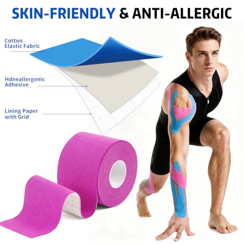 9 Rolls Kinesiology Tape, Multicolor Athletic Support Bandage Wrap, Elastic