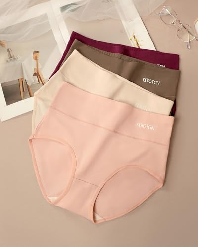 Women's Cotton Underwear 4 Pack, High Waisted Ladies Panties - size: X-Large