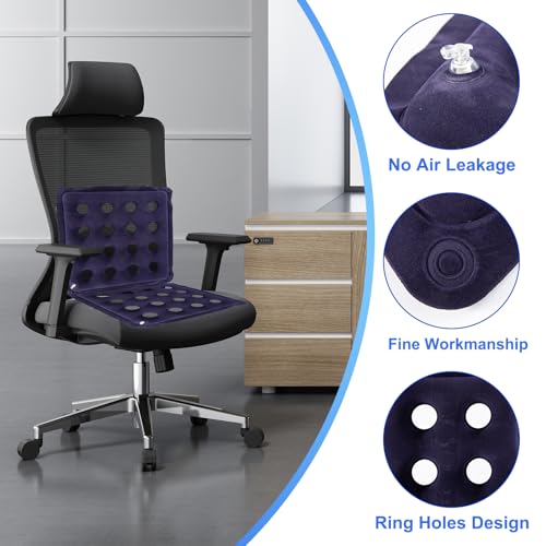 Waffle Cushion Pressure Relief, 2-Pack Inflatable Seat Cushion w/Pump, 18" - color: Purple&beige