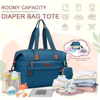 Pritent Diaper Bag Tote Waterproof Maternity Baby Bags with Pacifier Case - color: Blue, size: Medium