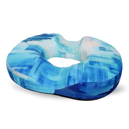 Donut Pillow for Hemorrhoids Seat Cushion for Tailbone Pain Relief - color: Light Blue