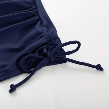 Maacie Maternity Athletic Tankini Swimsuits with Shorts - color: Navy Blue, size: Medium