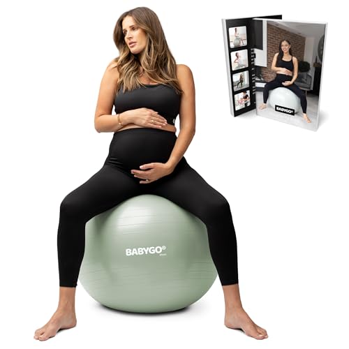 BABYGO Birthing Ball, Pregnancy & Labor, Award Winning Book - color: Sage, size: 65cm - Manual