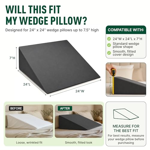 PLANETOFBAMBOO 100% Bamboo Viscose Wedge Pillow Cover 24" L x 24" W x 7" H - size: 24"L x 24"W x 7"H