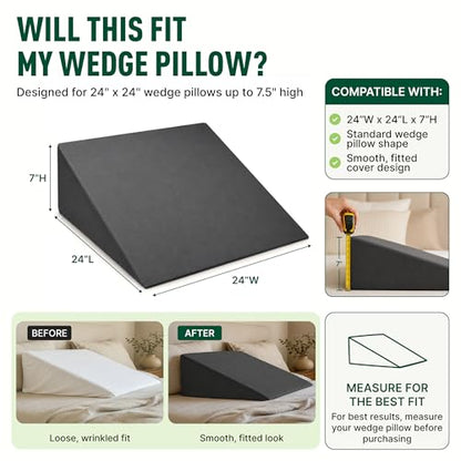 PLANETOFBAMBOO 100% Bamboo Viscose Wedge Pillow Cover 24" L x 24" W x 7" H - size: 24"L x 24"W x 7"H