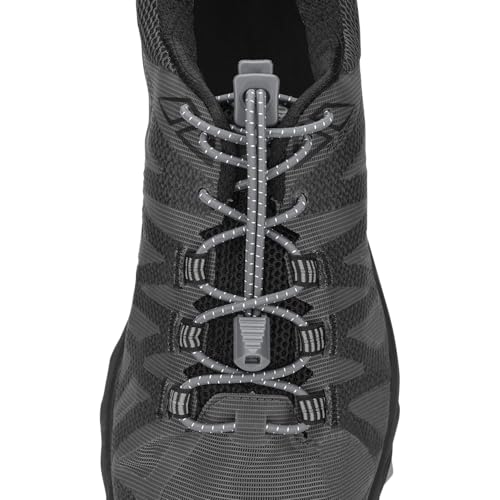 Nathan Elastic, No Tie Shoe Laces for Running and Active Sports - color: Grey, style: Non- Reflective