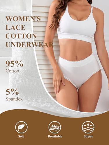Cotton Underwear for Women High-Waisted Ladies Panties Brief 5 Pack - size: Small