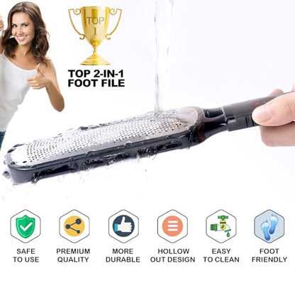 Antonki 2-in-1 Foot File Scrubber Feet Rasp for Dead Skin, Callus, Corn