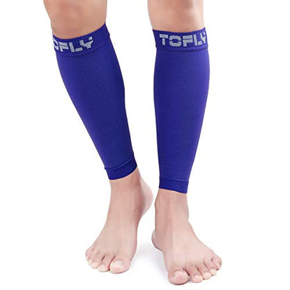 TOFLY Calf Compression Sleeve 20-30mmHg 1 Pair Footless For Men & Women - color: Navy Blue, size: Medium (1 Pair)