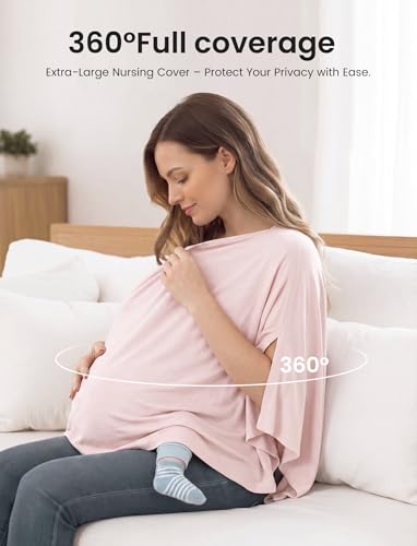 PATPAT Bamboo Viscose Nursing Cover, Breathable Poncho, Blush Pink - color: Blush Pink