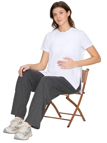 Women's Maternity Shirts, Crew Neck Maternity Top Short Sleeve - color: White, size: Small