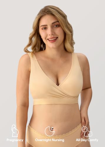 HBselect Maternity Nursing Sleep Bra for Breastfeeding Wireless Bralette - color: Black/Blue/Gray/Purplebean/Beige, size: Small