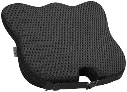 Wedge Car Seat Cushion for Better Visibility & Sciatica Pain Relief - color: All Black