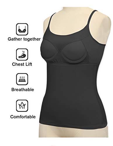 Womens Tank Tops Adjustable Strap Camisole with Built in Padded Bra Vest Sleeveless Layer Top 1/2/3 Packs - color: 3 Pack ( Black - White - Grey ), size: X-Large