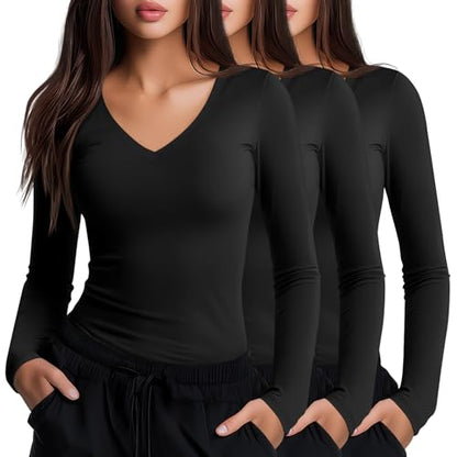 Neer 3 Pack Women Long Sleeve Underscrubs Shirts - color: Black, Black, Black, size: X-Small