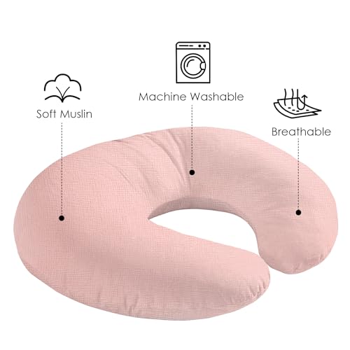 Little Grape Land 100% Cotton Muslin Nursing Pillow Covers 2 Pack, (Bunny) - color: Pink Bunny & Pink