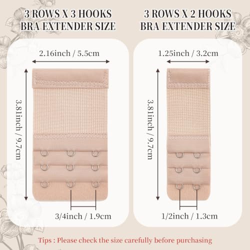 QIUTIMIY Women's Bra Extenders 2 Hooks & 3 Hooks & 4 Hook Bra Extensions Soft Comfortable Stretchy Back Bra Strap Extender - color: 6pcs-spacing 1/2&3/4inch-style 1