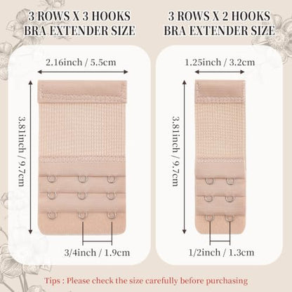 QIUTIMIY Women's Bra Extenders 2 Hooks & 3 Hooks & 4 Hook Bra Extensions Soft Comfortable Stretchy Back Bra Strap Extender - color: 6pcs-spacing 1/2&3/4inch-style 1