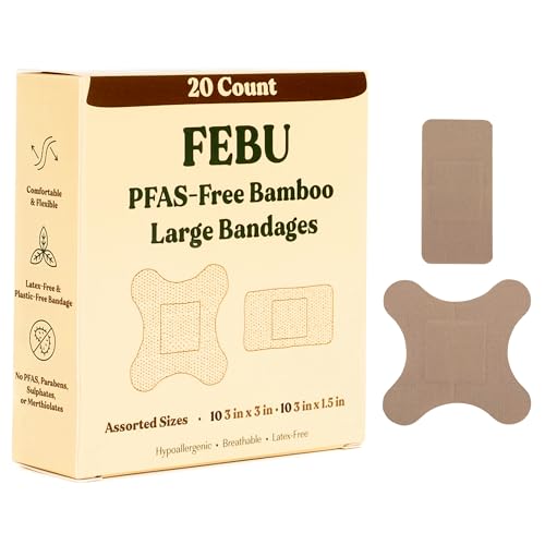 FEBU PFAS Free Large Bamboo Bandages, 20 Count - style: Large / XL Patch (20 Count)