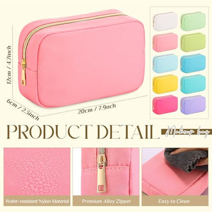 Sweetude 10 Pcs Nylon Makeup Bag Preppy Cosmetic Pouch,Macaron Color - color: macaron Color