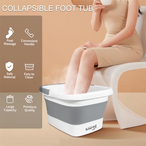 2-Pack Collapsible Foot Bath Tubs with Handles,Portable Plastic Tubs - color: Grey 2pack, size: 2 pack
