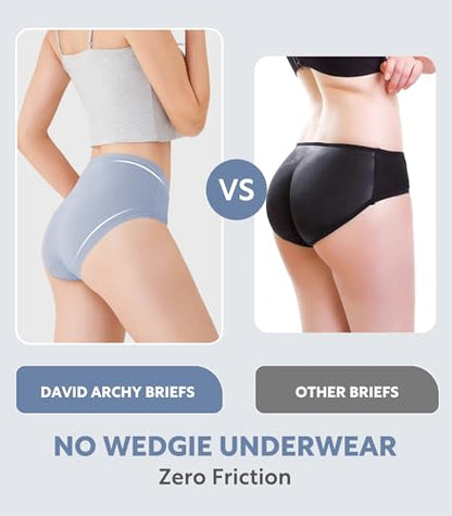 DAVID ARCHY Women's Bamboo Rayon Briefs, High-Waisted Underwear, 4/6 Pack - color: Blue Gray / Sky Blue / Light Purple / Purple Gray, size: X-Large